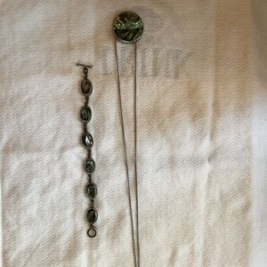 2 sets of jewelry for $10 Stella & Dot Green Marbled Necklace & Bracelet Set